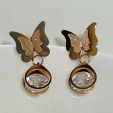 Stainless Steel Gold/Rosegold/Silver Plated Dual Butterfly Stud Earring